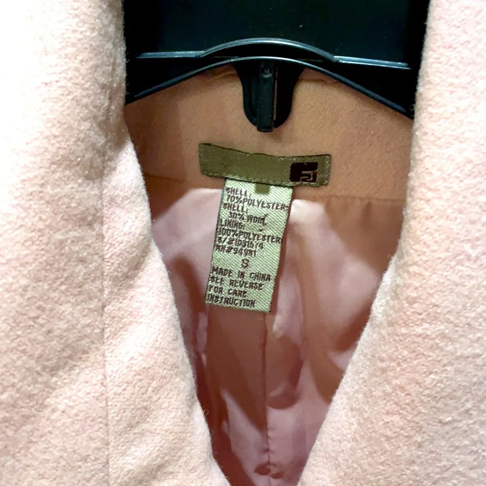 💕Soft Pink Wool Blend Double Breasted Peacoat Winter Coat💕 - Picture 2 of 6